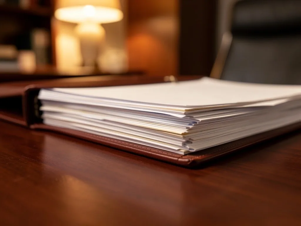 Documentos financieros sobre un escritorio