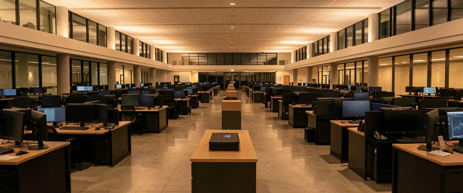 Sala de operaciones financiera fuera de horario