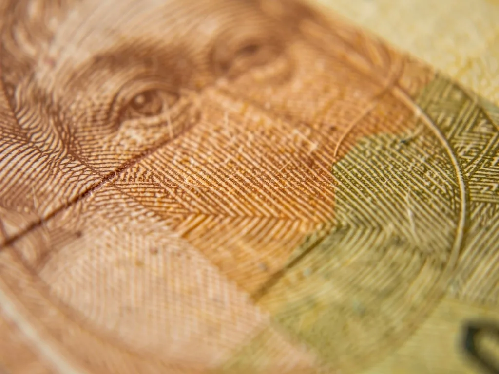 Detalle macro de textura de billete